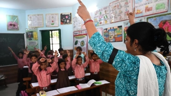 The basic education department asked district level officers to motivate 6.09 lakh teachers and shiksha mitras to adhere to the government’s decision. (File Photo)