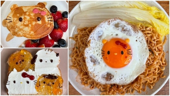 Checkout wholesome Hello Kitty-shaped snacks for kids' tiffin boxes.(Instagram/@eatingwithwinnie)