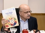 NITI Aayog Chief Executive Officer BVR Subrahmanyam addresses a Press conference during the release of the SDG India Index 2023-24, in New Delhi on Friday. 