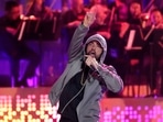 Eminem performs during "Live From Detroit: The Concert at Michigan Central" on Thursday, June 6, 2024, in Detroit. Eminem performs during "Live From Detroit: The Concert at Michigan Central" on Thursday, June 6, 2024, in Detroit.