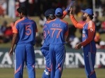 India cricketers celebrate a wicket during the third T20 match between Zimbabwe and India, at the Harare Sports Club, in Harare(AP) India cricketers celebrate a wicket during the third T20 match between Zimbabwe and India, at the Harare Sports Club, in Harare(AP)