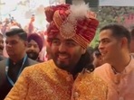 Anant Ambani at his wedding in Mumbai today. Anant Ambani at his wedding in Mumbai today.