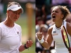 This combination of pictures created on July 11, 2024 shows
Italy's Jasmine Paolini in her women's singles semi-final tennis, and Czech Republic's Barbora Krejcikova(AFP) This combination of pictures created on July 11, 2024 shows
Italy's Jasmine Paolini in her women's singles semi-final tennis, and Czech Republic's Barbora Krejcikova(AFP)