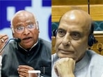 Congress president Mallikarjun Kharge and defence minister Rajnath Singh