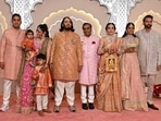Anant Ambani-Radhika Merchant wedding: Groom-to-be Anant Ambani poses with his family. Anant Ambani-Radhika Merchant wedding: Groom-to-be Anant Ambani poses with his family.