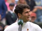 Carlos Alcaraz reacts after being booed by Wimbledon crowd Carlos Alcaraz reacts after being booed by Wimbledon crowd