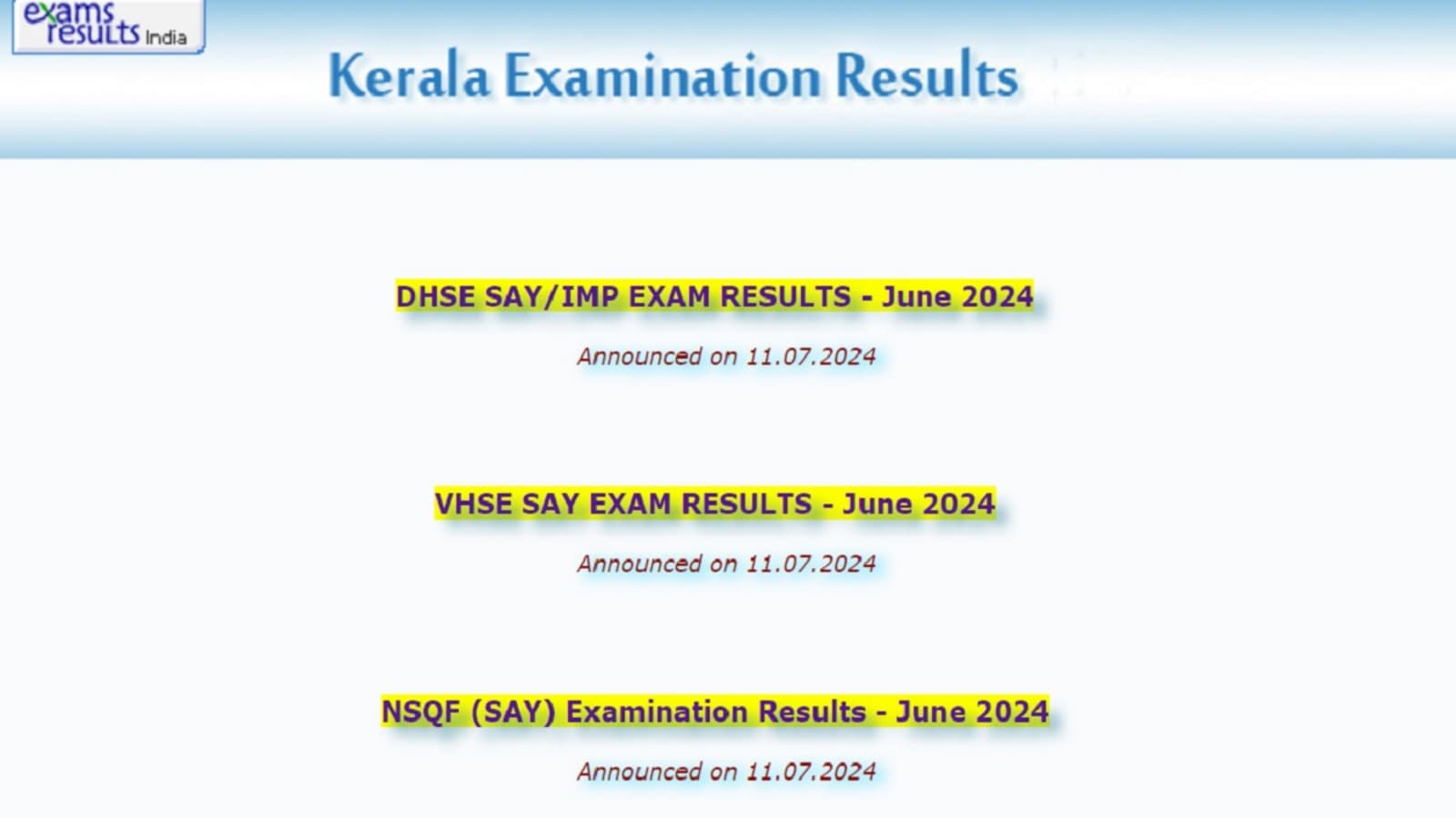 Kerala Plus Two SAY Result 2024 declared at keralaresults.nic.in, direct links here