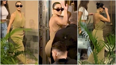 Kim Kardashian and Khloe Kardashian turned heads with their stylish outfits as they arrive in Mumbai for Anant Ambani and Radhika Merchant's wedding. (HT photo/VarinderChawla) Kim Kardashian and Khloe Kardashian turned heads with their stylish outfits as they arrive in Mumbai for Anant Ambani and Radhika Merchant's wedding. (HT photo/VarinderChawla)