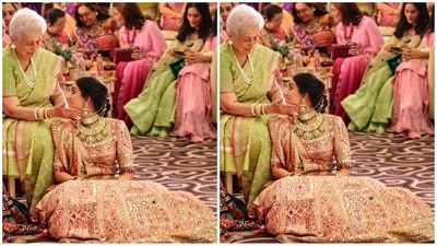 Celebrity fashion stylist Rhea Kapoor took to Instagram and uploaded a series of glam pictures of Radhika accompanied by the caption, “Our girl gets married tonight!!!!.” (Instagram) Celebrity fashion stylist Rhea Kapoor took to Instagram and uploaded a series of glam pictures of Radhika accompanied by the caption, “Our girl gets married tonight!!!!.” (Instagram)