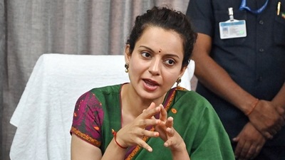 The Bollywood actress and BJP MP from Mandi sparked controversy after she asked her constituents to bring their Aadhar card if they wanted to meet her (ANI Photo) (Jai Kumar ) The Bollywood actress and BJP MP from Mandi sparked controversy after she asked her constituents to bring their Aadhar card if they wanted to meet her (ANI Photo) (Jai Kumar )
