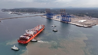 San Fernando vessel is currently anchored at the port as part of a trial run of the seaport's commercial operations which will continue for two months.The commissioning of the seaport is expected by October (ANI Photo) San Fernando vessel is currently anchored at the port as part of a trial run of the seaport's commercial operations which will continue for two months.The commissioning of the seaport is expected by October (ANI Photo)