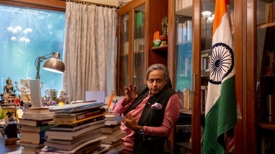Shashi Tharoor, a senior member of the Indian National Congress, during an interview in New Delhi, India, on Wednesday, July 3, 2024. (Anindito Mukherjee/Bloomberg) Shashi Tharoor, a senior member of the Indian National Congress, during an interview in New Delhi, India, on Wednesday, July 3, 2024. (Anindito Mukherjee/Bloomberg)
