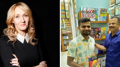 Reese Thomas with Devadas (R), the owner of the book shop from where he stole a copy of JK Rowling's Harry Potter when he was a student. Reese Thomas with Devadas (R), the owner of the book shop from where he stole a copy of JK Rowling's Harry Potter when he was a student.