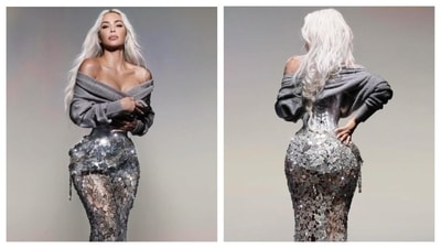 Kim's chrome dress stole the show at the Met Gala this year. Wearing custom Maison Margiela, Kim dazzled in this silver floral sheer dress. Only this fashionista can rock a cosy cardigan with a corset, as she wore a grey bolero knit cardigan. Her dress cinched at the waist, and she looked snatched, leaving no crumbs! (Instagram/@kimkardashian)