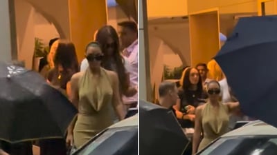 Kim Kardashian and Khloe Kardashian arrived in Mumbai yesterday. They were spotted at Kalina airport. (Instagram/@varindertchawla) Kim Kardashian and Khloe Kardashian arrived in Mumbai yesterday. They were spotted at Kalina airport. (Instagram/@varindertchawla)