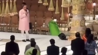 Mukesh Ambani addressed guests at Anant Ambani and Radhika Merchant's wedding. Mukesh Ambani addressed guests at Anant Ambani and Radhika Merchant's wedding.