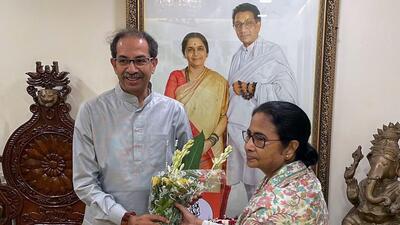Mumbai, Jul 12 (ANI): West Bengal Chief Minister Mamata Banerjee meets Shiv Sena (UBT) Chief Uddhav Thackeray, at Matoshree in Mumbai on Friday. (ANI Photo) (AITC - X) Mumbai, Jul 12 (ANI): West Bengal Chief Minister Mamata Banerjee meets Shiv Sena (UBT) Chief Uddhav Thackeray, at Matoshree in Mumbai on Friday. (ANI Photo) (AITC - X)