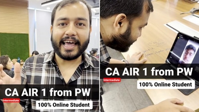 The image shows Physics Wallah’s Alakh Pandey conversing with CA Inter topper Kushagra Roy through a video call. (Instagram/@physicswallah) The image shows Physics Wallah’s Alakh Pandey conversing with CA Inter topper Kushagra Roy through a video call. (Instagram/@physicswallah)