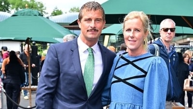 Famous TV host Bear Grylls was suited up spotted with his wife Shara Grylls seated in the Royal Box for the game. (The Associated Press) Famous TV host Bear Grylls was suited up spotted with his wife Shara Grylls seated in the Royal Box for the game. (The Associated Press)