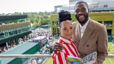 Bridgeton stars Golda Rosheuvel and Martins Imhangbe were spotted enjoying a fancy tennis game in London together. (The Associated Press) Bridgeton stars Golda Rosheuvel and Martins Imhangbe were spotted enjoying a fancy tennis game in London together. (The Associated Press)