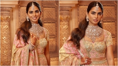 Isha Ambani wears a beautiful pink diamond necklace. (Instagram) Isha Ambani wears a beautiful pink diamond necklace. (Instagram)