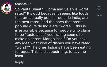 The comment section of the Taste Atlas post The comment section of the Taste Atlas post