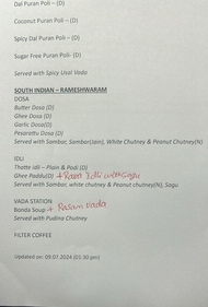 The high tea menu for the Ambani wedding was shared by Bengaluru's Rameshwaram Cafe. (Special arrangements) The high tea menu for the Ambani wedding was shared by Bengaluru's Rameshwaram Cafe. (Special arrangements)