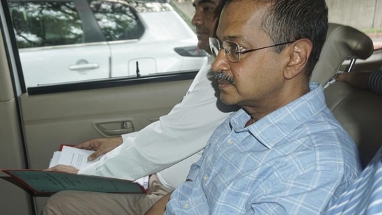 Arvind Kejriwal was taken to court by CBI officials in New Delhi on June 29. (PTI)