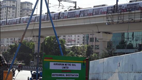 In the meeting with officials of different departments and civic agencies in the city, and GMRL shared the details of the project and alignment of metro line across Gurugram. (Parveen Kumar/HT Photo)