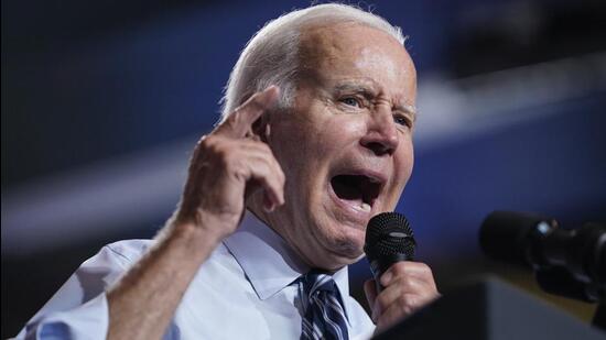 President Joe Biden speaks during a rally at Richard Montgomery High School in 2022. (AP)