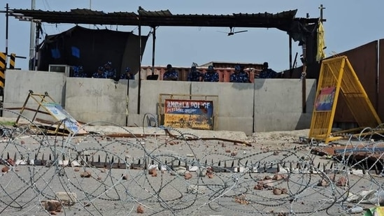 The barricaded Haryana border at Shambhu.