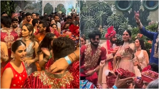 Isha Ambani changes into simple red suit to dance with Bollywood stars for Anant Ambani's baraat ceremony: Watch