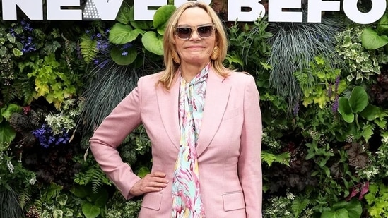 Kim Cattrall, or Sex and The City’s Samantha Jones, was spotted in a tidy pastel pink suit all decked up before the event. (The Associated Press)