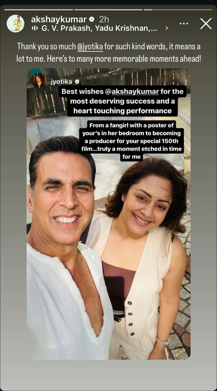 Akshay agradeció a Jyotika.