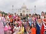 Agra, Jul 04 (ANI): Beauty contestants pose for a photo during their visit to the Taj Mahal ahead of the Miss Teen International 2024 pageant, in Agra on Thursday. (ANI Photo) (Yatish Lavania) Agra, Jul 04 (ANI): Beauty contestants pose for a photo during their visit to the Taj Mahal ahead of the Miss Teen International 2024 pageant, in Agra on Thursday. (ANI Photo) (Yatish Lavania)