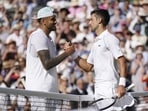 Serbia's Novak Djokovic, right, with Australia's Nick Kyrgios Serbia's Novak Djokovic, right, with Australia's Nick Kyrgios