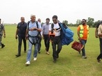Skyhigh is India's only civilian skydiving drop zone at Narnaul Airstrip in Haryana.(Gajendra Singh Shekhawat (X)) Skyhigh is India's only civilian skydiving drop zone at Narnaul Airstrip in Haryana.(Gajendra Singh Shekhawat (X))