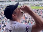 James Anderson chugged a pint at Lord's after retirement.