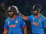 India's Rohit Sharma and Virat Kohli during an ICC Men's Cricket World Cup 2023 match, in New Delhi India's Rohit Sharma and Virat Kohli during an ICC Men's Cricket World Cup 2023 match, in New Delhi