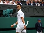 Serbia's Novak Djokovic reacts during his semi final match against Italy's Lorenzo Musetti