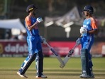 Indian batsman Yashasvi Jaiswal, left and Shubman Gill touch bats during the T20 cricket match between Zimbabwe and India at the Harare Sports club, in Harare, Saturday, July 13(AP) Indian batsman Yashasvi Jaiswal, left and Shubman Gill touch bats during the T20 cricket match between Zimbabwe and India at the Harare Sports club, in Harare, Saturday, July 13(AP)