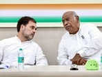 Leader of Opposition in Lok Sabha and Congress leader Rahul Gandhi with party president Mallikarjun Kharge.
(AICC) Leader of Opposition in Lok Sabha and Congress leader Rahul Gandhi with party president Mallikarjun Kharge.
(AICC)
