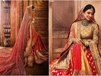 Radhika Merchant wears a custom red Manish Malhotra lehenga for her vidai ceremony. 