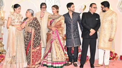 Amitabh Bachchan attended the Ambani wedding with his family.