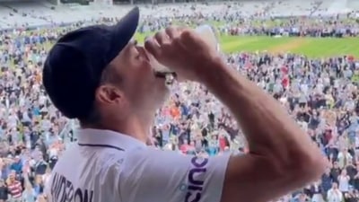 James Anderson chugged a pint at Lord's after retirement. (X Image) James Anderson chugged a pint at Lord's after retirement. (X Image)