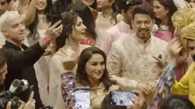 Madhuri Dixit and her husband Shriram Nene danced at Anant Ambani and Radhika Merchant's wedding. Madhuri Dixit and her husband Shriram Nene danced at Anant Ambani and Radhika Merchant's wedding.