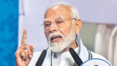 On his first visit to Maharashtra after returning to power for a third term, Modi addressed a gathering at the NESCO ground in Goregaon after laying the foundation stone of several infrastructure projects. (Satish Bate/ HT Photo) On his first visit to Maharashtra after returning to power for a third term, Modi addressed a gathering at the NESCO ground in Goregaon after laying the foundation stone of several infrastructure projects. (Satish Bate/ HT Photo)