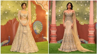 Khushi Kapoor and Janhvi Kapoor at the wedding celebrations. Khushi Kapoor and Janhvi Kapoor at the wedding celebrations.