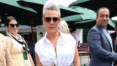 Singer Pink attended the event in a stylish sleeveless white attire. Singer Pink attended the event in a stylish sleeveless white attire. 