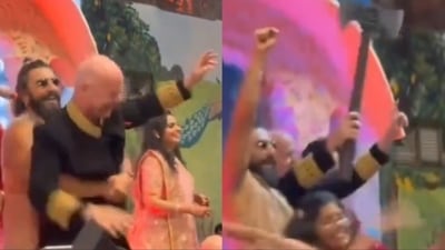 Ranveer Singh seen with FIFA president at Ambani wedding. Ranveer Singh seen with FIFA president at Ambani wedding.